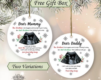 New Baby Ultrasound Ornament-Pregnancy Ornament-Birth Announcement-Baby First Christmas-new daddy-new mommy-Baby on the Way-Bump Ornament