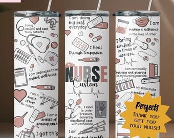 Custom NURSE Tumbler Gift, Future Nurse, Nursing Student, RN, Personalized Nurse Water Bottle, Nurse Graduation Gift, Personalized Nurse