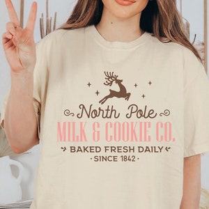 CHRISTMAS SHIRT, Retro Christmas Comfort Colors® T-shirt, Christmas Sign Shirt, Milk and Cookies,  Boho Cute Christmas Shirt, Holiday shirt