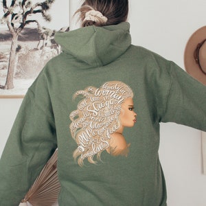 Empowered Woman Hoodie, Gift for her, Hoodie, BACK print, Strong woman, Girl Power Sweatshirt, Feminist Hoodie, Woman&#39;s Rights