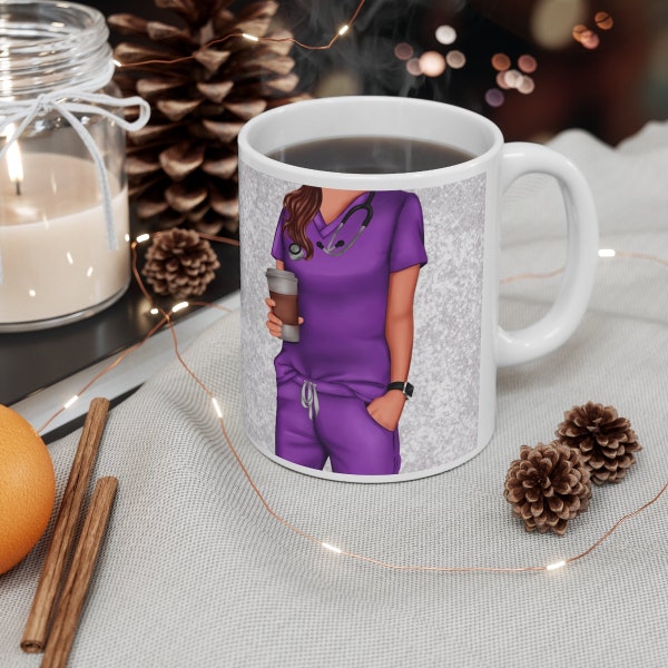 Purple Scrubs Nurse Mug, Thank you for Nurse, Nurse in Purple Scrubs Mug, Nurse Gift, Coffee Cup, Hot Chocolate, Hot Tea, Caregiver