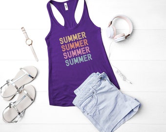 Women's Summer Racerback Tank Top,  Summer summer summer summer, Beach Life, Vacation Tank, Funny family vacation shirt
