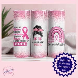 Breast Cancer Tumbler, Breast Cancer Awareness Gift, Gift for Supporters, Walk for the Cure, Breast Cancer Warrior, Survivor Water Bottle