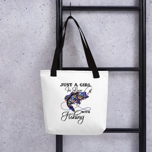 Nur ein Mädchen in der Liebe mit Angeltasche, Angeltasche, Angeltasche, Mädchenfischen, sportliche Tasche, Angeltasche