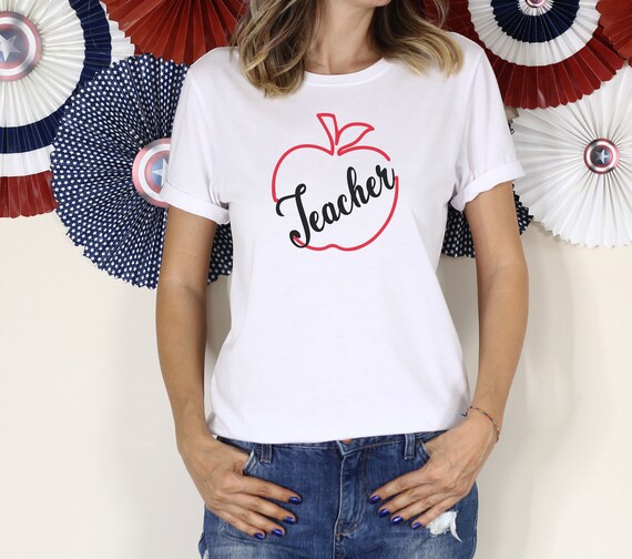 Teacher Tshirt Teacher Gift Apple for the Teacher Back to - Etsy