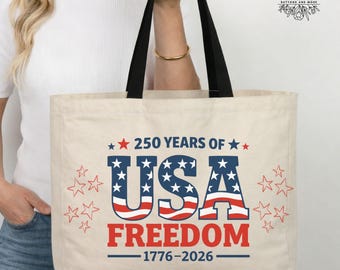 Patriotic Tote Bag for USA 250th Anniversary, Celebrate Freedom, Durable and Spacious- reusable shopping, 4th of July-Semiquincentennial
