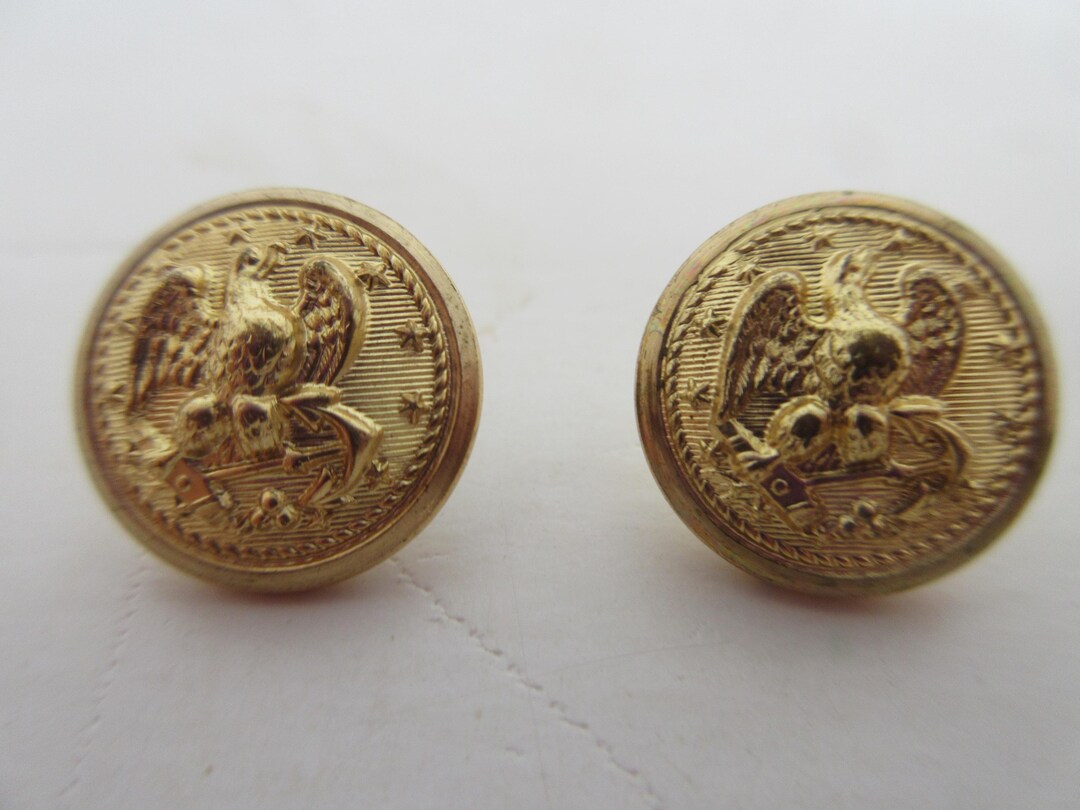 Navy Gold Button Vintage Set of 2 US Navy Gold Tone Buttons With Classic Dome Shape-m312 ...