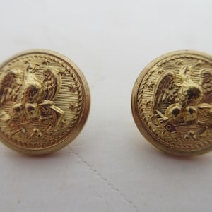 Vintage Set of 2 US Navy gold tone buttons with classic dome shape-M312-Metal buttons-Vintage buttons-Military Buttons-US eagle with anchor