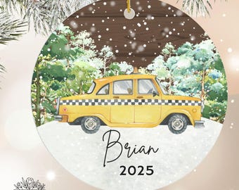 Taxi Cab Ornament-Taxi Driver Ornament-Taxi Cab Driver Bauble-Chauffeur Gift-Funny Mom Gift-Cab Driver Gift-New York City Taxi Cab Ornament