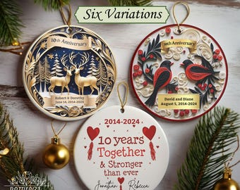 10th Anniversary Ornament-Personalized Anniversary  Ornament-Tenth Anniversary Gift-Custom Christmas Bauble-Parent Gift-10 Year Anniversary