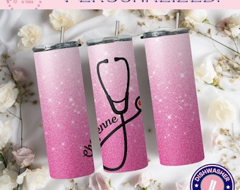 Custom NURSE Tumbler Gift, Future Nurse, Nursing Student, RN, Personalized Nurse Water Bottle, Nurse Graduation Gift, Personalized Nurse