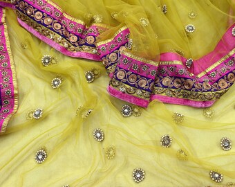 Indian Vintage Heavy Wedding Maroon Dupatta Net Mesh Long Stole Hand Embroidered Scarves Golden Zardozi Zari Sequins Dridal Veil Hijab main image 0