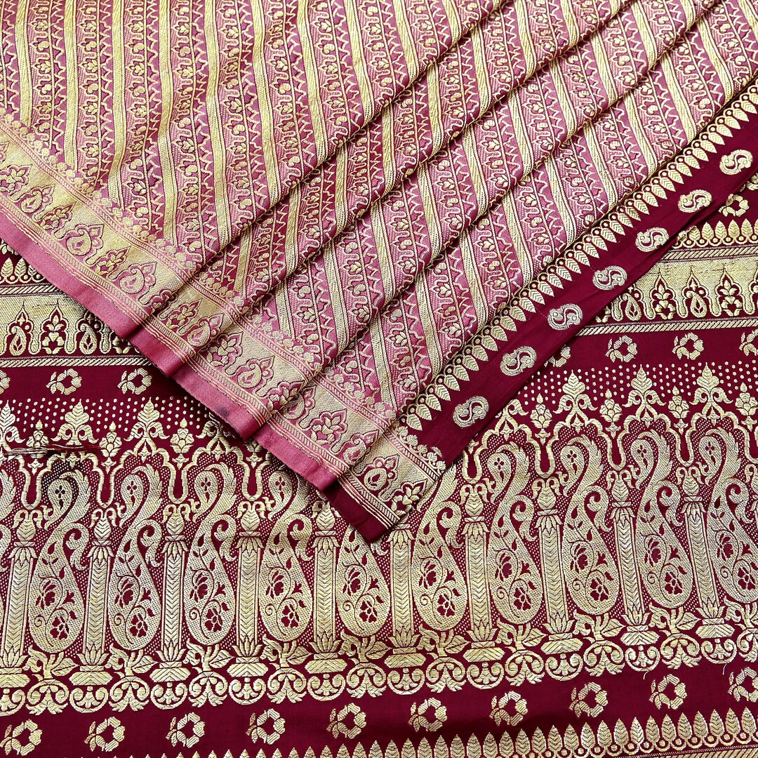 100% Soie Pure Sari Vintage Saree Recyclé Tissu Imprimé Matériel