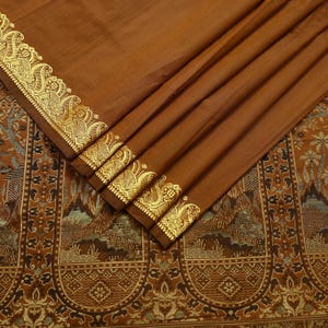Sari vintage indien rouillé soie artificielle tissée à la main sari artisanat tissu 6 m de robe à coudre faisant des ethniques floraux doux pour l'artisanat de la courtepointe