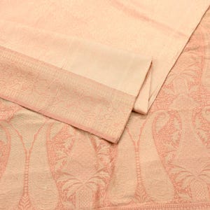 Indian Vintage Saree Peach & Orange Hand Woven 100% Pure Silk Sari Fabric 5Yard Ethnic Floral