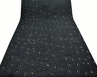 Indian Vintage Black Sarees Pure Chiffon Silk Hand Embroidered Indian Sari Fabric Indian Sari 5Yard Dress Making Sewing