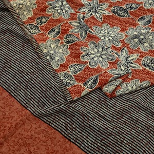 Indian Vintage Brown & Black Saree Pure Crepe Silk Printed Sari 5yd Sewing Floral Soft Craft Fabric Wrap Dress Making Crafting Quilting