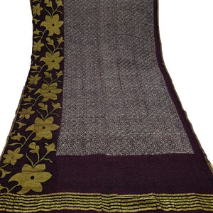 Sari Indien Vintage Beige En Soie Mélangée - Occasion En Bon état, Taille Unique, Décoration Ou Porté