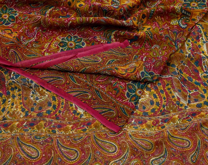 Indian Vintage Heavy Sari Purple Net/Mesh Hand Embroidered Sarees Craft Fabric 5Yd Sewing Soft Zardozi Wedding sarees With Blouse fabric main image 0