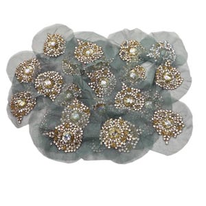 Indian Vintage Gray Net Hand-Embroidered Appliques  Set of 3 I Zardozi, Dabka, Bead Work | Floral Patches for Crafts, Journals
