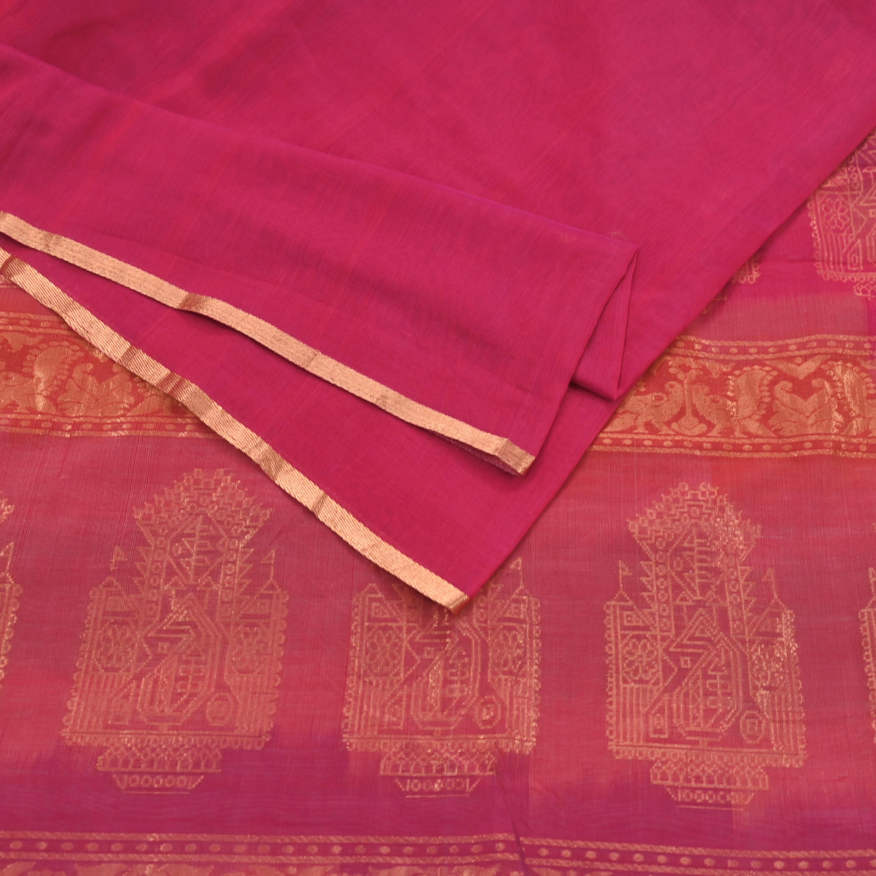 オーダー専用ページ Indian Vintage Sari Pink & Orange Hand Woven Printed Sari 100