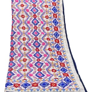 Indisk vintage Dupatta elfenbensvit lång stola Chanderi handbroderad Bagh Phulkari stola halsdukar festkläder slöja hijab omlotthalsduk