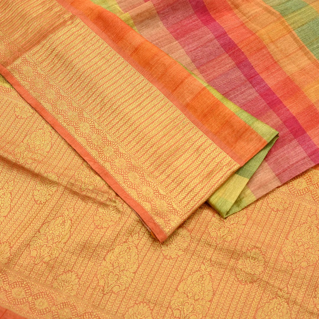 Indian Vintage Sari Multi Printed Sari Pure Chanderi Silk Saree Craft ...