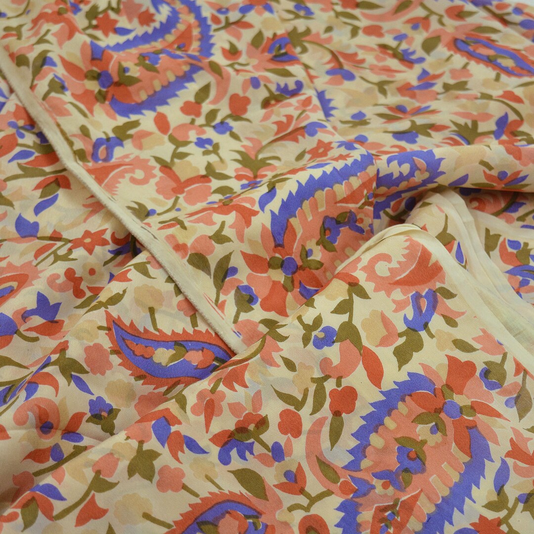 Indian Vintage Sari Orange Pure Silk Hand Embroidered Sarees 5Yd Craft Fabric Sewing soft Quilting Crafting Upcycle Ethnic Bollywood sarees main image 1