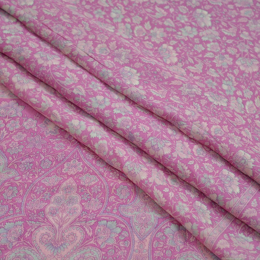Indian Vintage Sari 100% Pure Silk Printed Sarees 5yd Sewing Craft Fabric Dress Making Soft Woven Border Upcycle Quilting main image 0