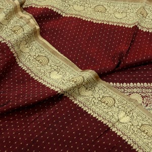 Indian Vintage Sari 100% Pure Silk Hand Woven Sarees Craft Fabric 5Yd Ethnic Sewing Dress making Crafting Quilting Upcycle