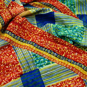 Indian Vintage Sari Multi Pure Crepe Silk Block Printed Saree 5yd Sewing Floral Soft Craft Fabric Wrap Dress making Upcycle For Crafting