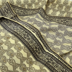 Indian Vintage Sari Ivory Blend Silk Hand Woven Sarees Craft Fabric 6Yd Ethnic Sewing Dress making Crafting Quilting Upcycle
