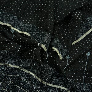 Indian Vintage Black Dupatta Long Stole Block Print Pure Chanderi Silk Scarves Veil Zari