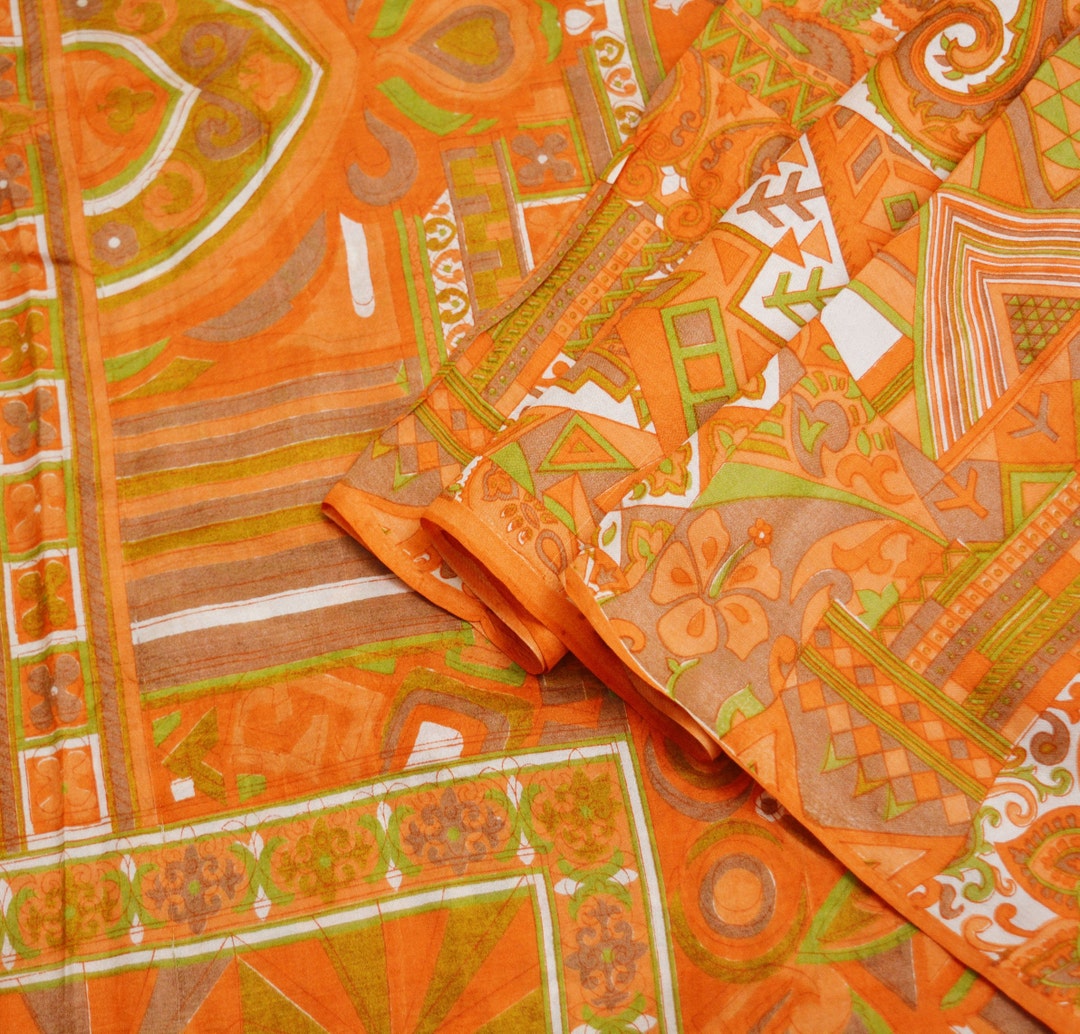 Vintage Ivory Saree 5 Yards Floral Paisley Pure Silk Fabric Indian Soft Craft for Dressmaking, Quilting & Christmas Decor main image 0