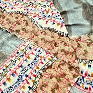Indian Vintage Sari Multi Pure Crepe Silk Printed Saree 5yd Sewing Floral Soft Craft Fabric Wrap Dress making Crafting Quilting