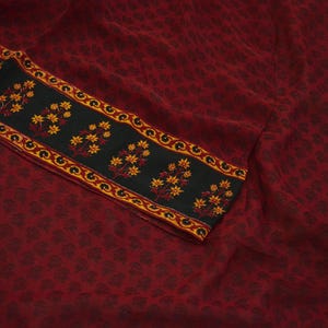 Indian Black & Red Vintage Dupatta Pure Georgette Silk Long Stole Printed Indian Scarves Veil Wrap Soft Floral