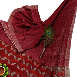 Indian Vintage Sari Maroon 100% Pure Khadi Silk Handloom Sarees Craft Fabric 5Yd Ethnic Sewing Dress making Crafting Quilting Upcycle