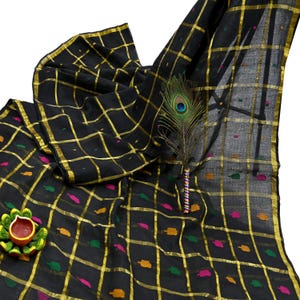 Tela para saris vintage indios, negra, de algodón puro, tejida a mano, 5 yardas, con estampado floral étnico, ideal para manualidades, reciclaje, acolchado y confección de vestidos. imagen 17