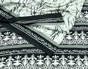 Indian Vintage Moss Crepe Printed Saree Floral 5 Yards Soft Craft Fabric for Dressmaking, Décor, Quilting, & Upcycling Crafting