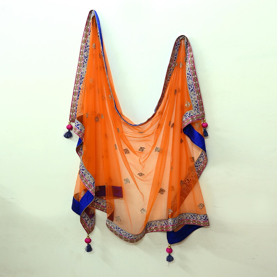 Indian Vintage Heavy Wedding Dupatta Maroon Net Long Stole Hand Embroidered By Designer Sabyasachi Scarves Zardozi Bridal Veil