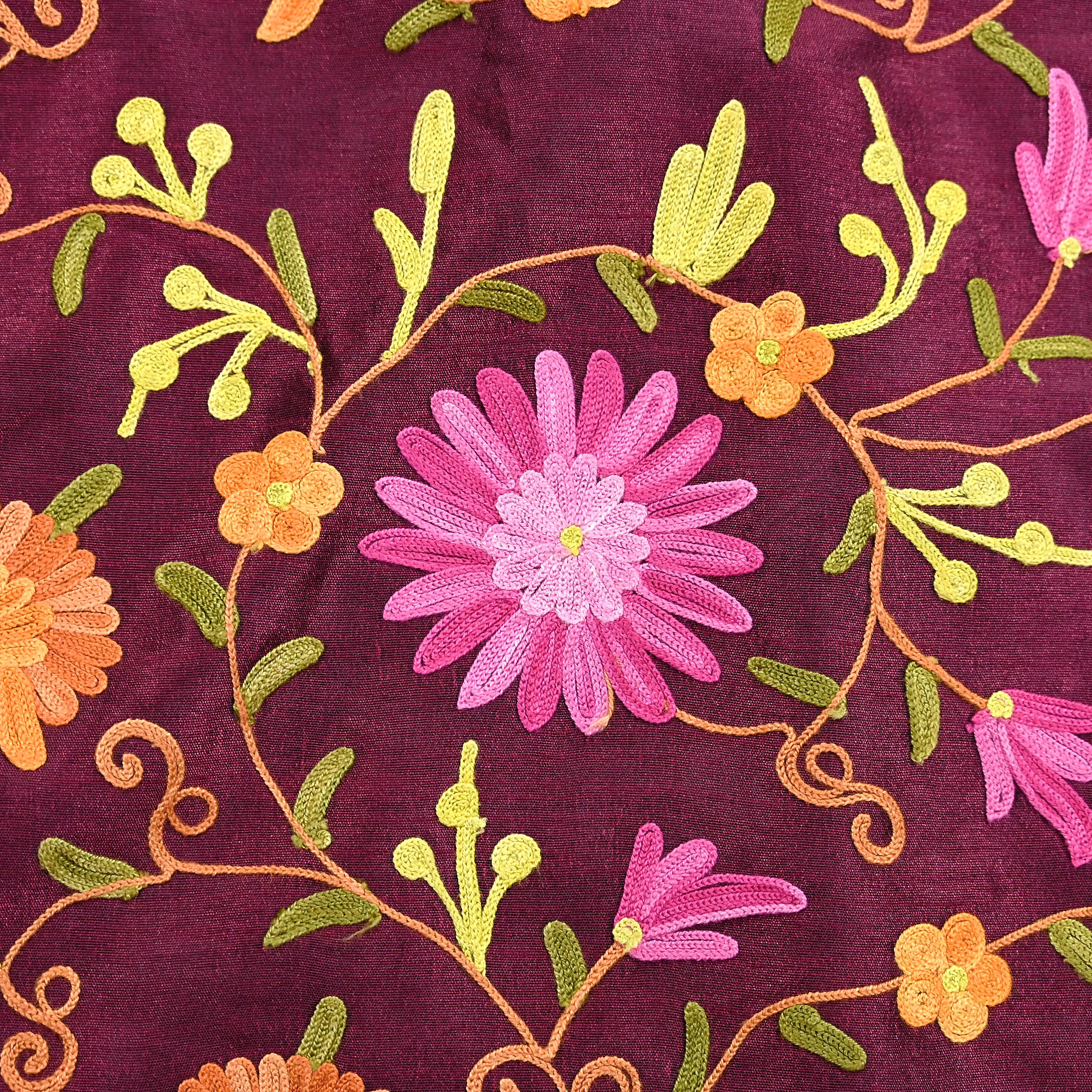 インドのヴィンテージワイン刺繍カシミールコート、アーリ刺繍、生