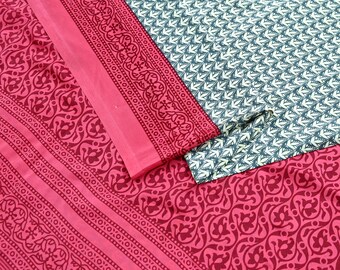 Indian Vintage Moss Crepe Printed Saree Floral 5 Yards Soft Craft Fabric for Dressmaking, Décor, Quilting & Upcycling Crafting