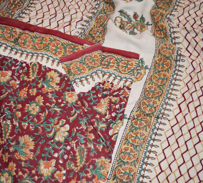 FREE EXPEDITED SHIPPING Indian Vintage Saree Hand Block Print Etsy