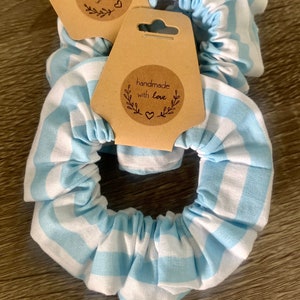 Blue & White Stripe Scrunchies | Skinny Scrunchies | Hair Accessories | Hair Ties | Hair Elastics | Handmade Scrunchies | Cotton