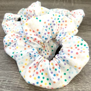 Polka Dot Scrunchies | Rainbow Scrunchies | Hair Accessories | Hair Ties | Hair Elastics | Handmade Scrunchies | Cotton | Cotton Hair Ties
