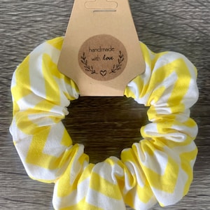 Yellow & White Stripe Scrunchies | Skinny Scrunchies | Hair Accessories | Hair Ties | Hair Elastics | Handmade Scrunchies | Cotton