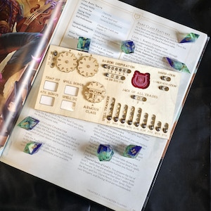 Rastreador de clase magnético de madera hecho a mano para bardo | Dungeons and Dragons 2024 | Accesorio para juegos de rol de mesa