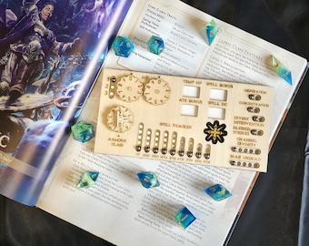 Rastreador de clase magnético de madera hecho a mano para clérigos | Dungeons and Dragons 2024 | Accesorio para juegos de rol de mesa