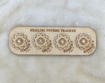 Wooden Handmade Healing Potion Tracker | Dungeons and Dragons | TTRPG Accessory