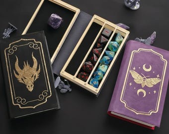 Bóveda de dados y bandeja para liar con tomo encantado - Almacenamiento de dados para juegos de rol de mesa